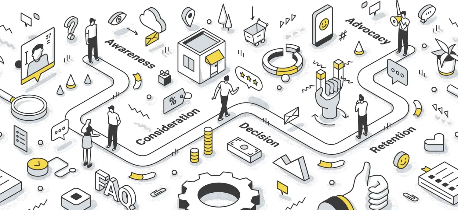 Customer Journey Analysis Isometric Illustration Man